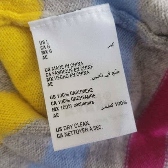 Charter Club 100% Cashmere Striped Crew Neck Sweater Womens Large - Picture 5 of 5